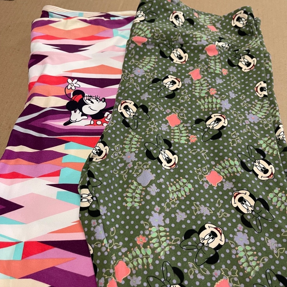 Lularoe Tall And Curvy Leggings Lot Of 2 Disney Minnie Mouse